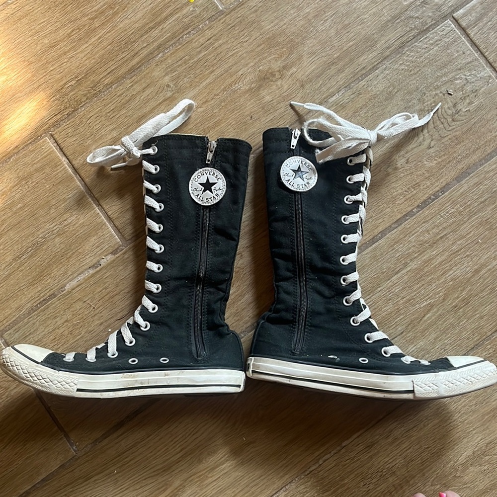 Rare Juniors Size 3 Kids Converse All Star Chuck Taylor's Black Calf Height